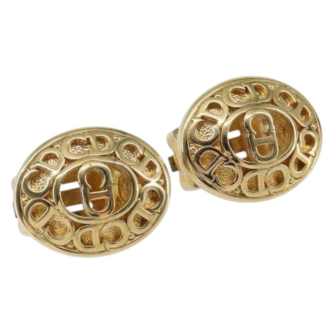 Christian Dior Gold Metal Earrings Authentic Germany 144699 (1 of 8)
