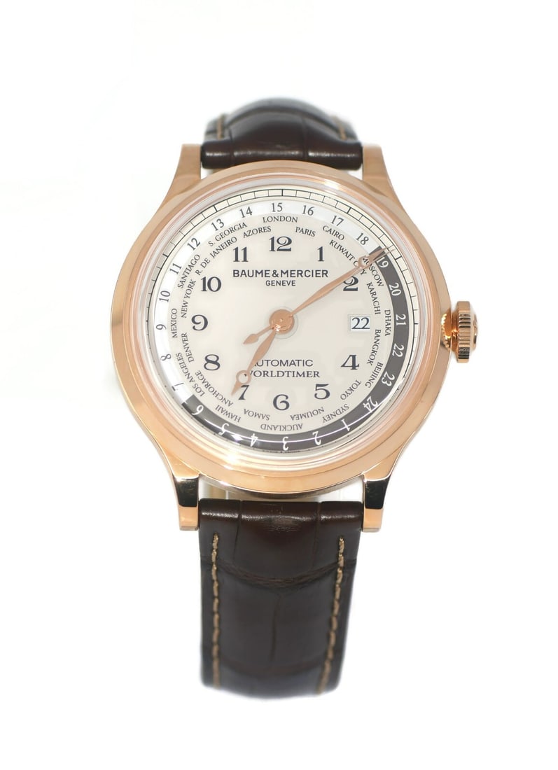 Baume & Mercier Worldtimer 18K Rose Gold Automatic Watch M0A10107 with Papers (1 of 3)