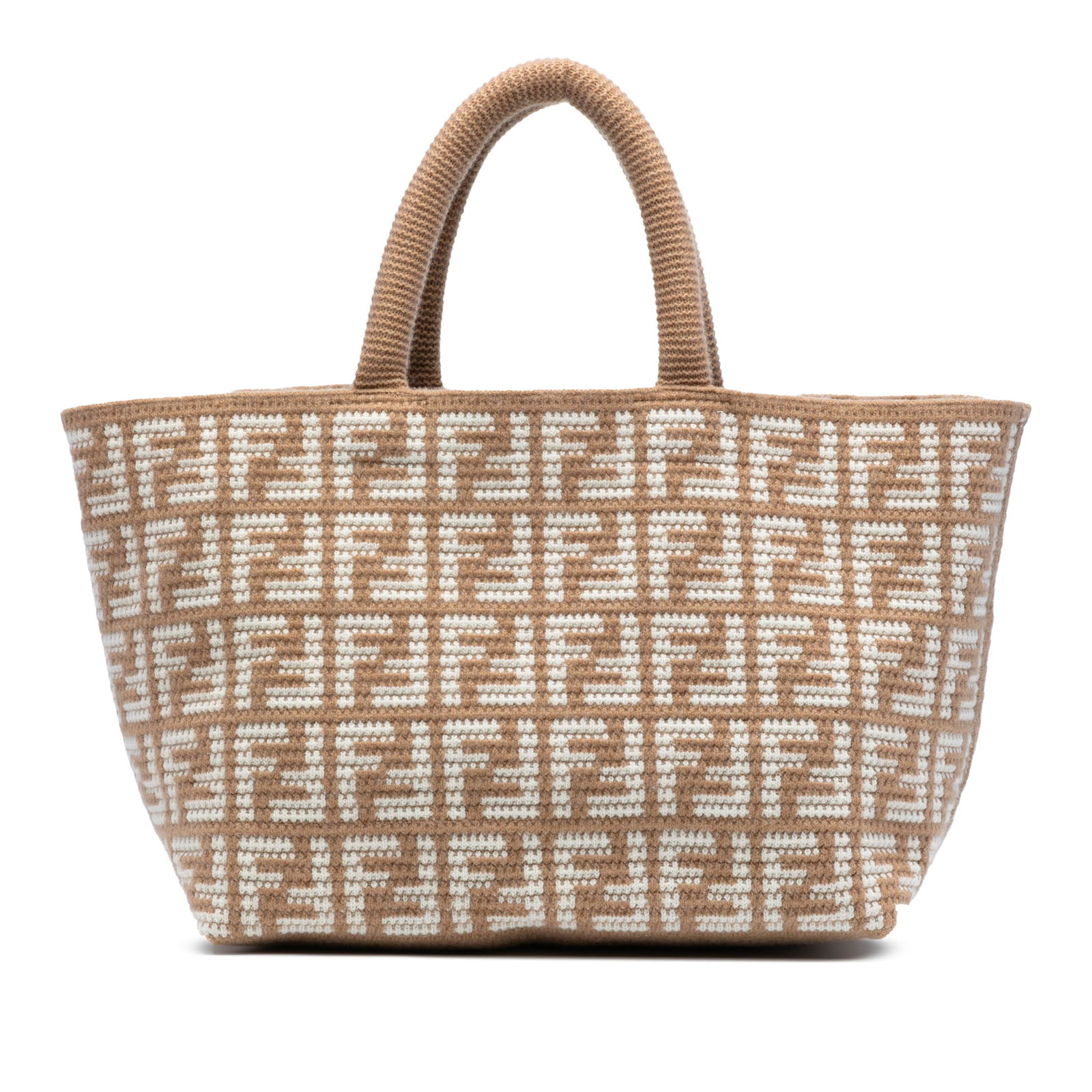 Fendi Large Zucca Cashmere Tote Bag Brown Fabric Italy: Fendi Large Zucca Cashmere Tote Bag Brown Fabric Italy Introducing the Fendi Large Zucca Cashmere Shopper Tote, a perfect blend of elegance and functionality. This exquisite tote is crafted from a sof