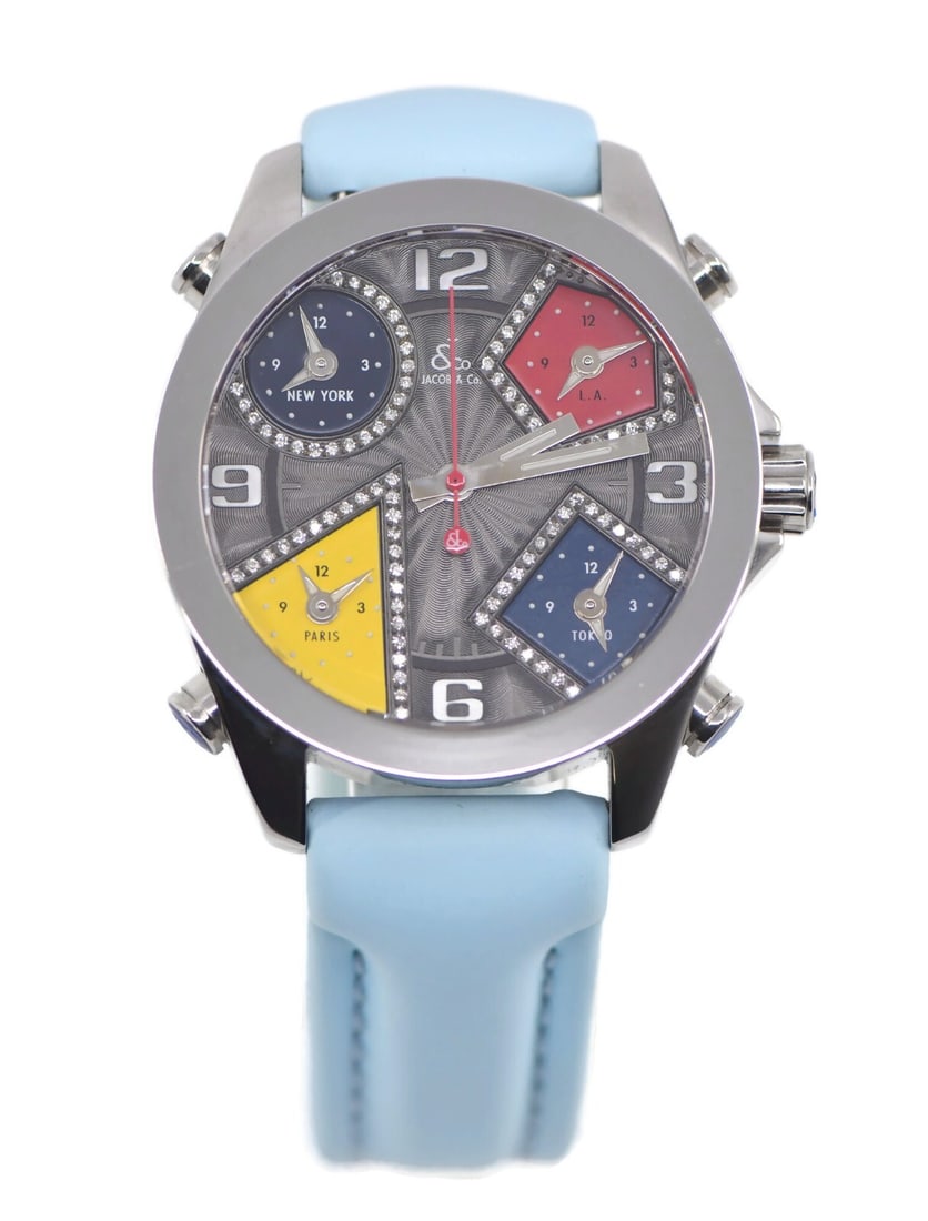Jacob & Co Five Time Zone Diamond Stainless Steel Watch JCM-58DA with Box and Papers (1 of 5)