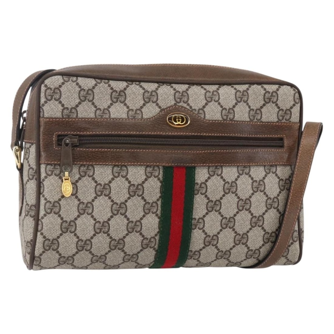 GUCCI GG Supreme Sherry Line Beige Gold Shoulder Bag BA7456: GUCCI GG Supreme Sherry Line Beige Gold Shoulder Bag BA7456 This GUCCI GG Supreme Web Sherry Line Shoulder Bag is a stylish accessory that embodies luxury and practicality. Crafted from durable PVC le