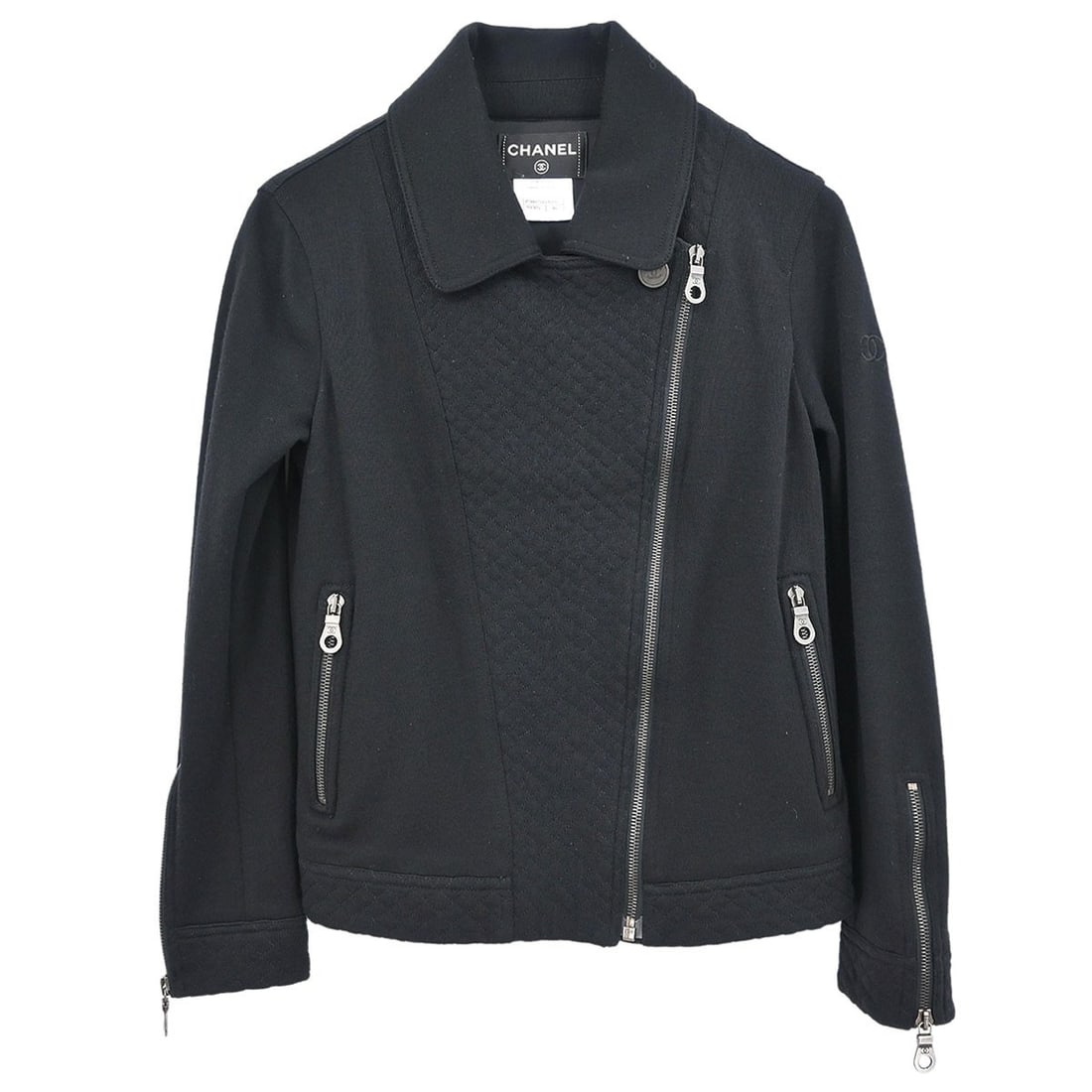 Chanel Black Wool Zip Up Jacket P38075V21513 Size 36 (1 of 10)