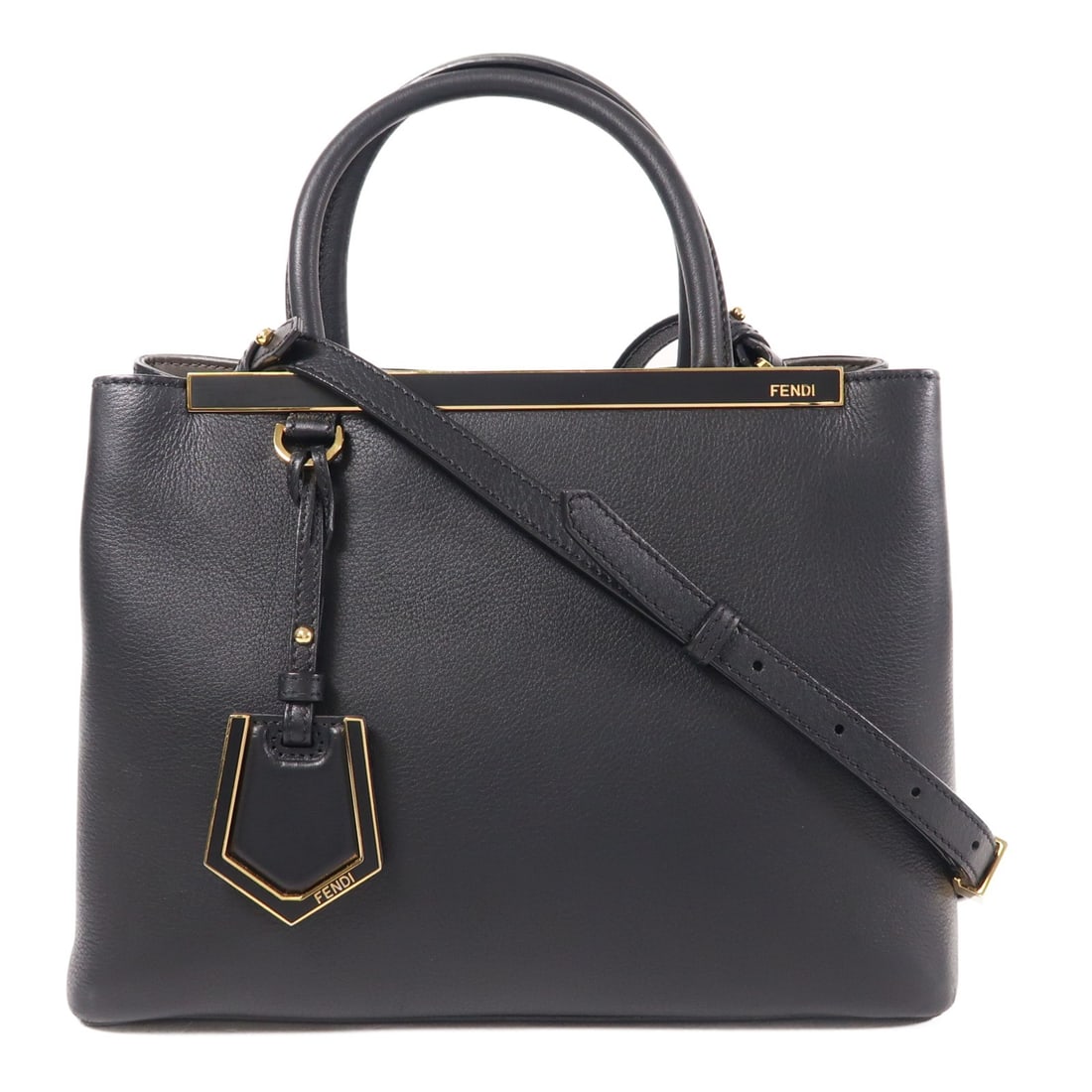 Fendi 2 Jours Shoulder Bag Calfskin Leather Black GHW: Fendi 2 Jours Shoulder Bag Calfskin Leather Black GHW The Fendi 2 Jours 2 Way Shoulder Bag is a sophisticated accessory crafted from premium black calfskin leather. This versatile bag features a styli
