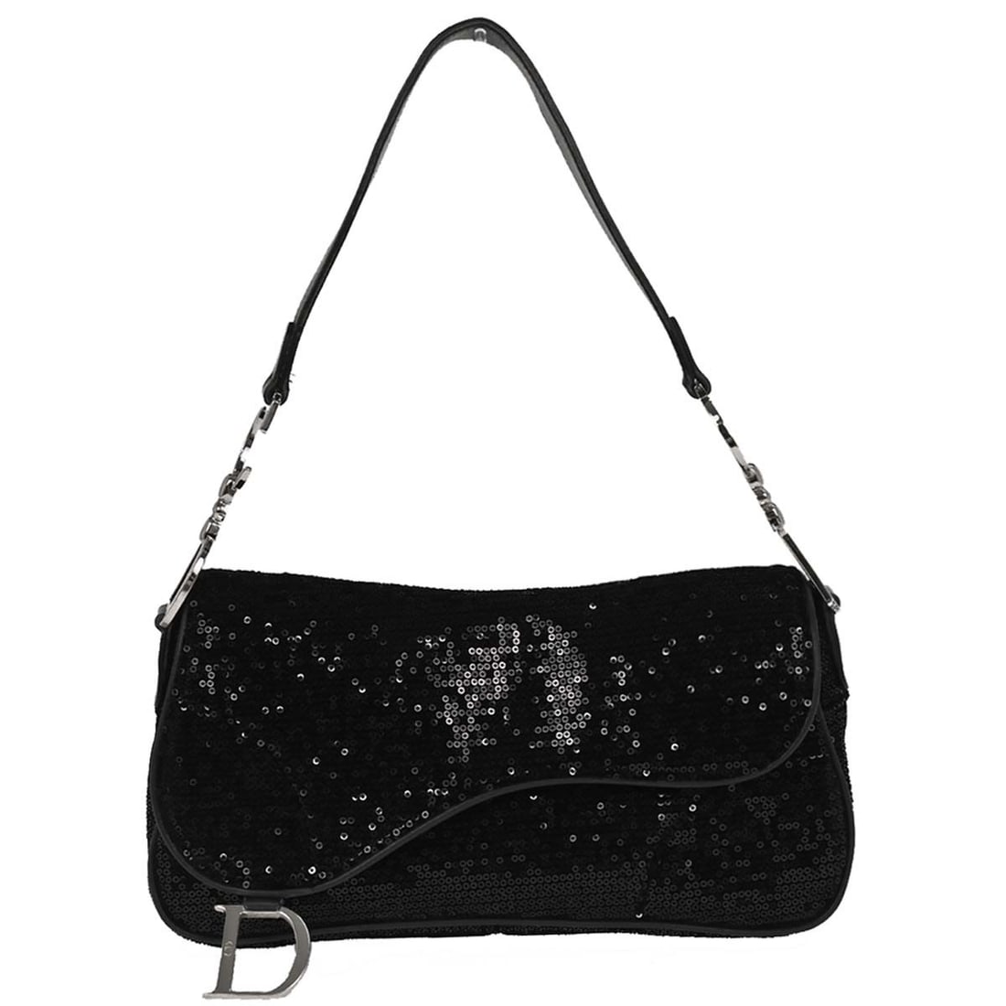 Christian Dior Black Velvet Sequins Top Handle Handbag: Christian Dior Black Velvet Sequins Top Handle Handbag Elevate your accessory collection with this stunning Christian Dior Black Velvet Sequins Handbag. This medium-sized top handle bag features a lux