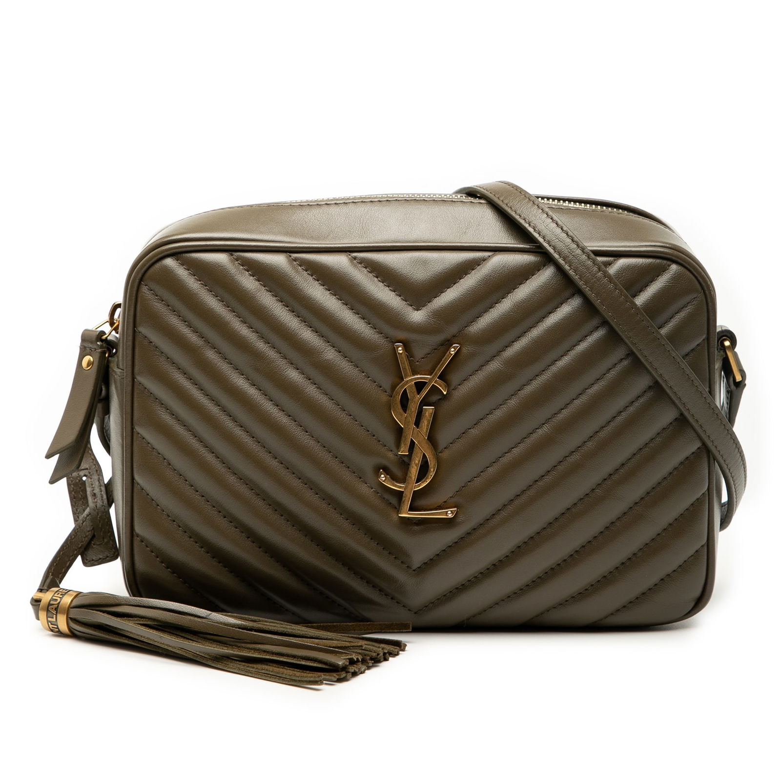 Saint Laurent Brown Matelasse Leather Lou Camera Bag: Saint Laurent Brown Matelasse Leather Lou Camera Bag Introducing the Saint Laurent Matelasse Leather Monogram Lou Camera Bag, a stunning accessory that combines elegance with functionality. This brown