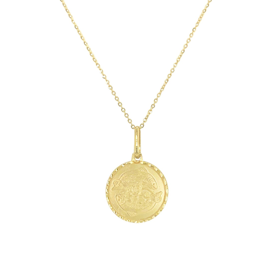 Pisces Pendant Necklace in 14K Yellow Gold for Women: Pisces Pendant Necklace in 14K Yellow Gold for Women This exquisite Zodiac "Pisces" necklace is crafted in 14K yellow gold, making it a beautiful and meaningful piece for any woman. The pendant design