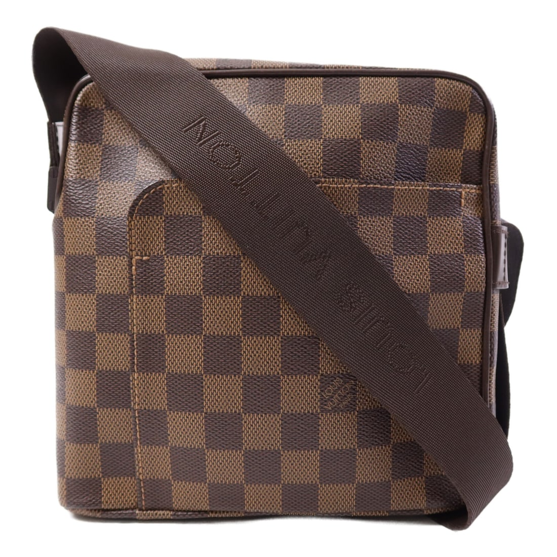 LOUIS VUITTON Olav PM Shoulder Bag N41422 Brown GHW: LOUIS VUITTON Olav PM Shoulder Bag N41422 Brown GHW This stylish Louis Vuitton Olav PM Shoulder Bag (N41422) features a classic Damier pattern in brown, crafted from durable PVC coated canvas. With di