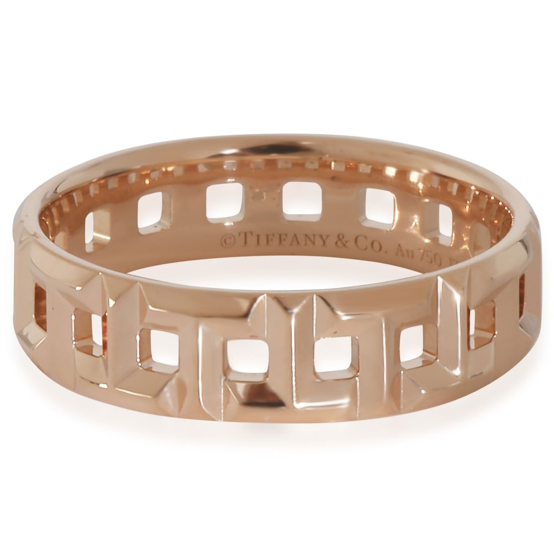 Tiffany & Co. 18k Rose Gold T True Wide Ring Size 8.75: Tiffany & Co. 18k Rose Gold T True Wide Ring Size 8.75 Elevate your style with the Tiffany & Co. Rose Gold Tiffany T True Wide Ring. This exquisite ring showcases a sleek and modern design, crafted in