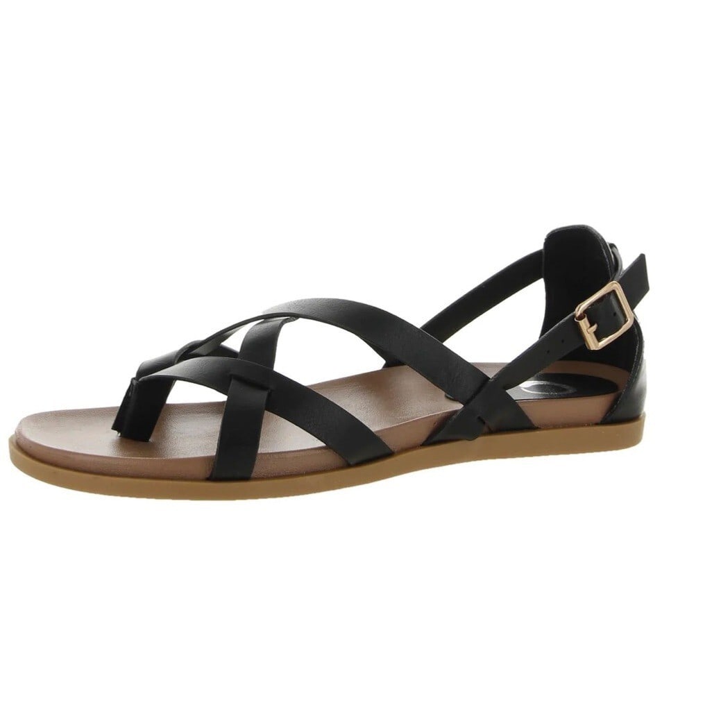 Journee Collection Ziporah Black Faux Leather Flat Sandals Women's Size 9: Journee Collection Ziporah Black Faux Leather Flat Sandals Women's Size 9 Step into comfort with these Journee Collection Women's Ziporah Flat Sandals. Designed in classic black, these sandals feature