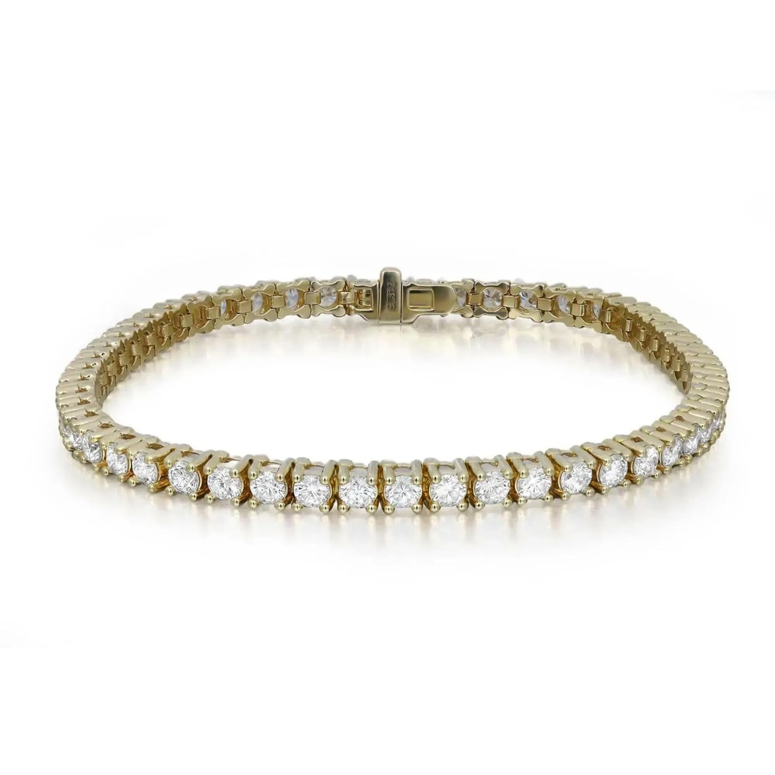Rachel Koen 14K Yellow Gold Lab Grown Diamond Tennis Bracelet 5.70Cttw: Rachel Koen 14K Yellow Gold Lab Grown Diamond Tennis Bracelet 5.70Cttw Elevate your jewelry collection with this exquisite Round Cut Lab Grown Diamond Tennis Bracelet. Designed by Rachel Koen, this br