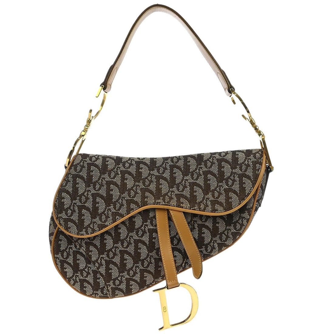 Christian Dior Brown Saddle Handbag RU1001 Medium Canvas Leather: Christian Dior Brown Saddle Handbag RU1001 Medium Canvas Leather This exquisite Christian Dior Brown Trotter Saddle Handbag combines elegance with functionality. Crafted from high-quality canvas leath