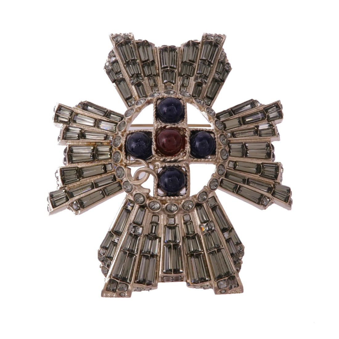 CHANEL Gold Metal CC Brooch Made in France (1 of 10)