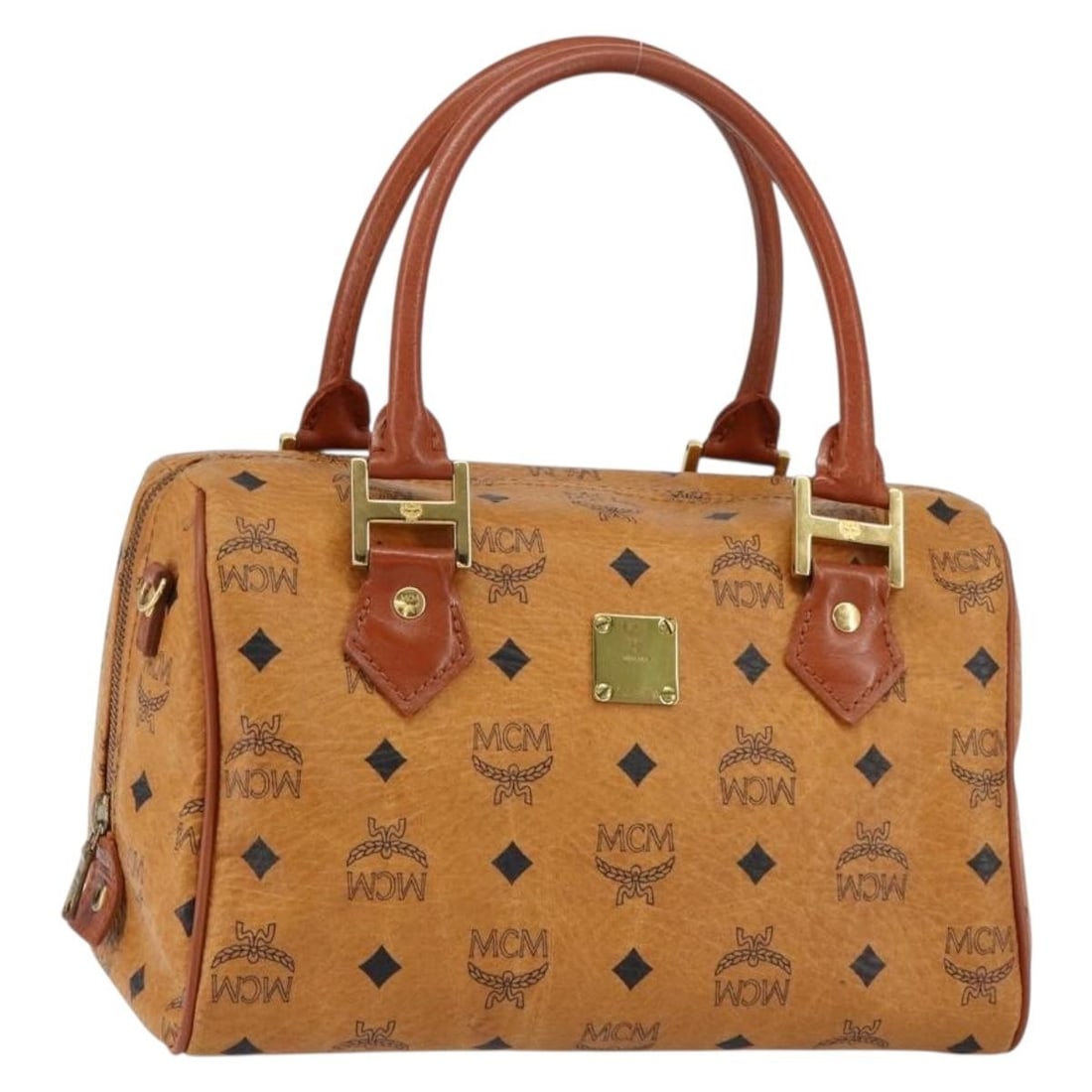 MCM Logogram Vicetos Hand Bag Brown Gold PVC Leather Germany (1 of 18)