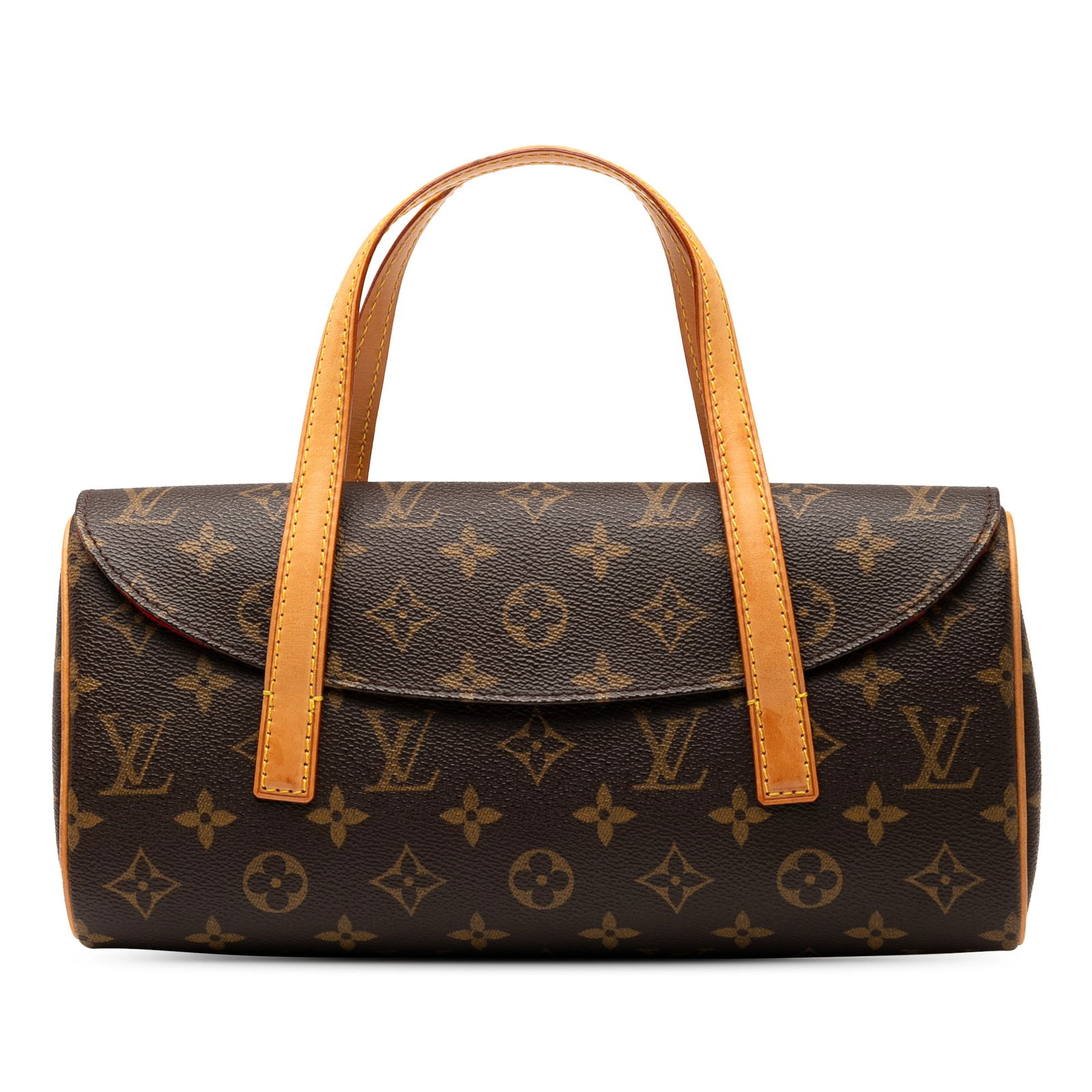 Louis Vuitton Monogram Sonatine Bag with Vachetta Straps: Louis Vuitton Monogram Sonatine Bag with Vachetta Straps The Louis Vuitton Monogram Sonatine is an elegant handbag crafted from durable monogram canvas, enhanced with flat vachetta leather straps. It