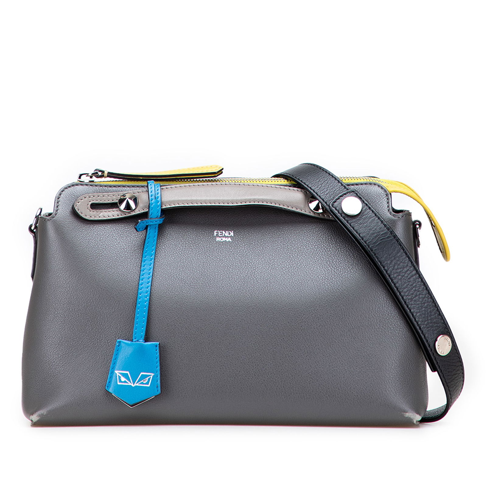 Fendi Medium Tricolor Leather By The Way Satchel Gray: Fendi Medium Tricolor Leather By The Way Satchel Gray Introducing the Fendi Medium Tricolor Leather By The Way Satchel, a stylish and practical accessory that embodies sophistication. This bag is craf