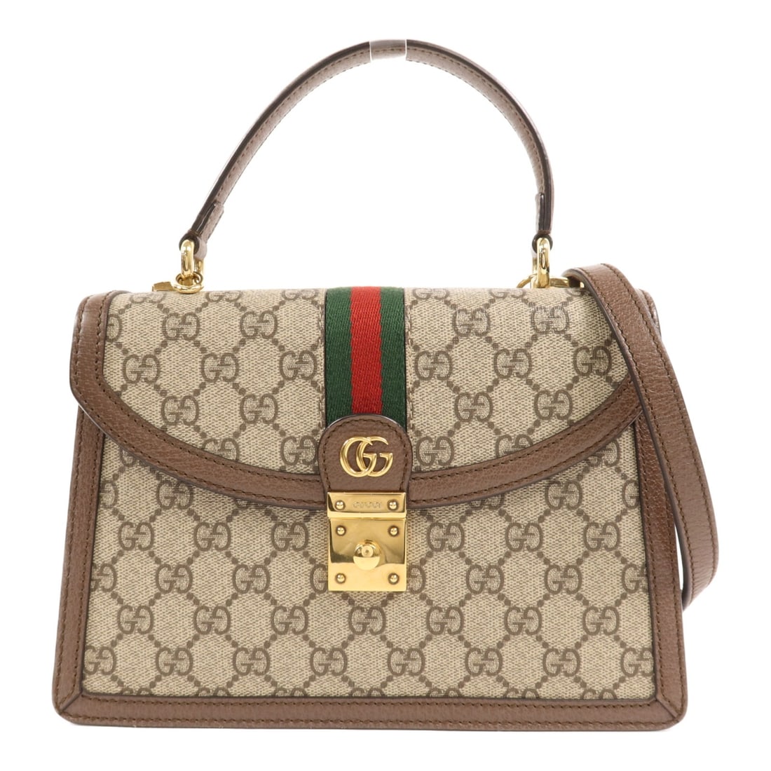 GUCCI GG GHW Brown Coated Canvas 2 Way Shoulder Handbag 651055: GUCCI GG GHW Brown Coated Canvas 2 Way Shoulder Handbag 651055 The GUCCI GG GHW Top Handle 2 Way Shoulder Handbag is a stylish accessory crafted from high-quality PVC coated canvas in a rich brown col