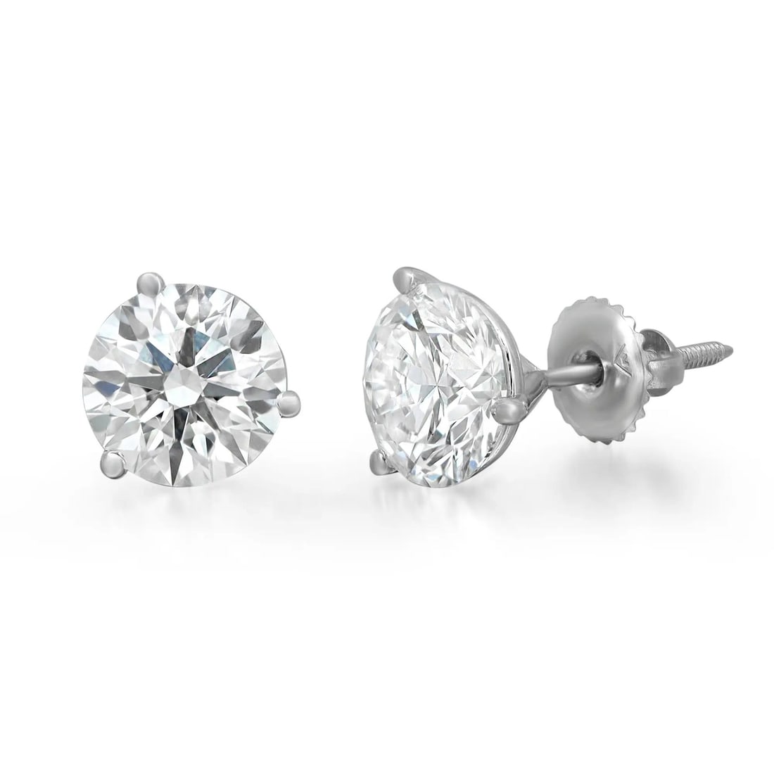 Rachel Koen 14K White Gold Lab Grown Diamond Stud Earrings 4.20Cttw IGI Certified (1 of 3)