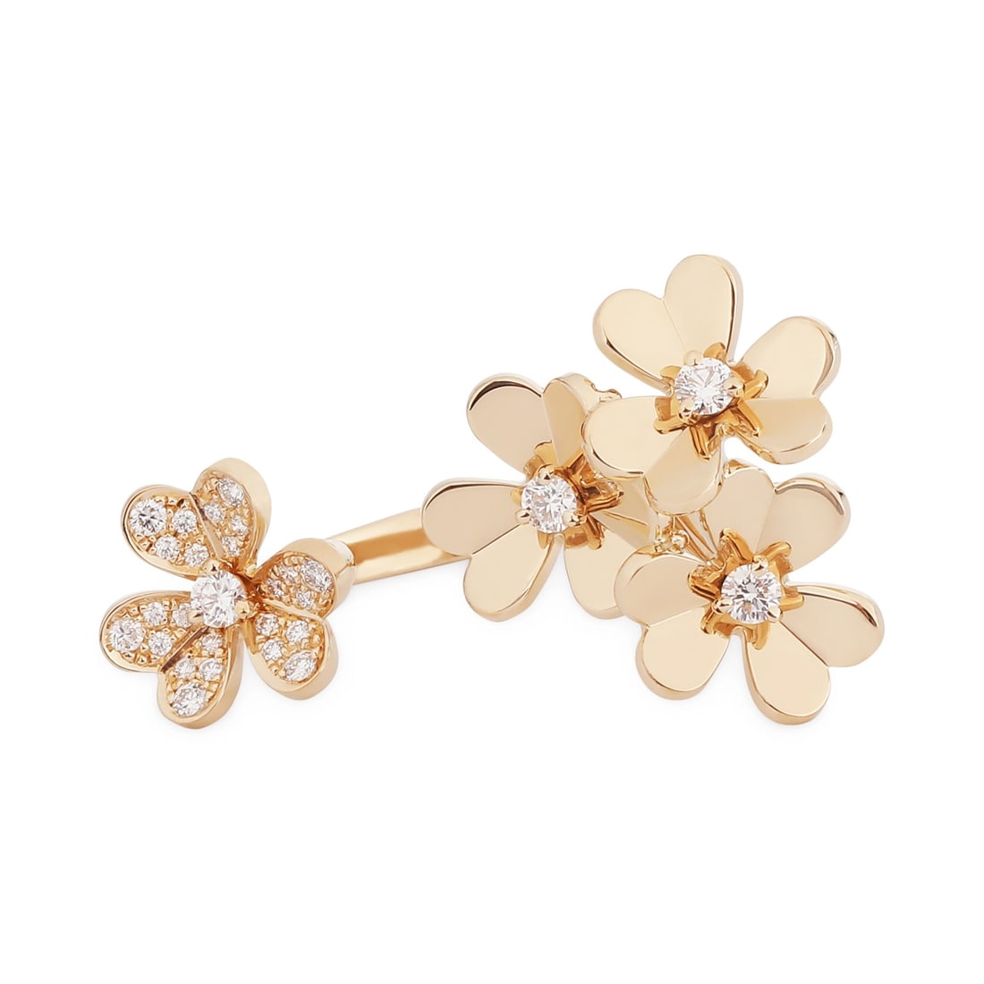 Van Cleef & Arpels Frivole 18k Yellow Gold Diamond Ring 0.37 CTW: Van Cleef & Arpels Frivole 18k Yellow Gold Diamond Ring 0.37 CTW This exquisite Van Cleef & Arpels Frivole Between The Finger Ring showcases a stunning round brilliant diamond, totaling 0.37 carats, s