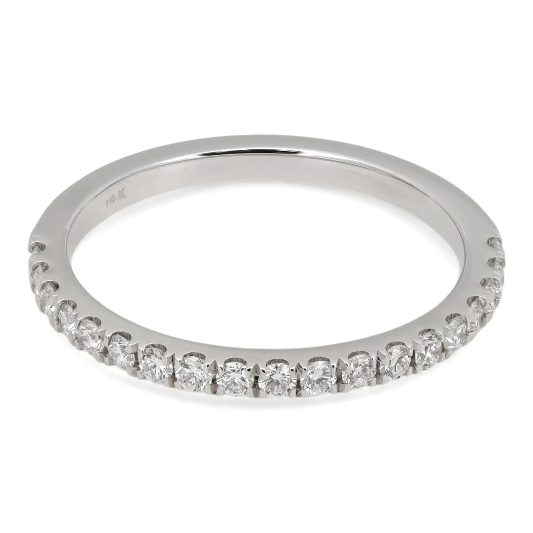 Rachel Koen 14K White Gold Half Eternity Diamond Band Ring 0.33ctw: Rachel Koen 14K White Gold Half Eternity Diamond Band Ring 0.33ctw This exquisite half eternity band ring showcases 19 sparkling round cut natural diamonds, beautifully set in a prong setting, encircl