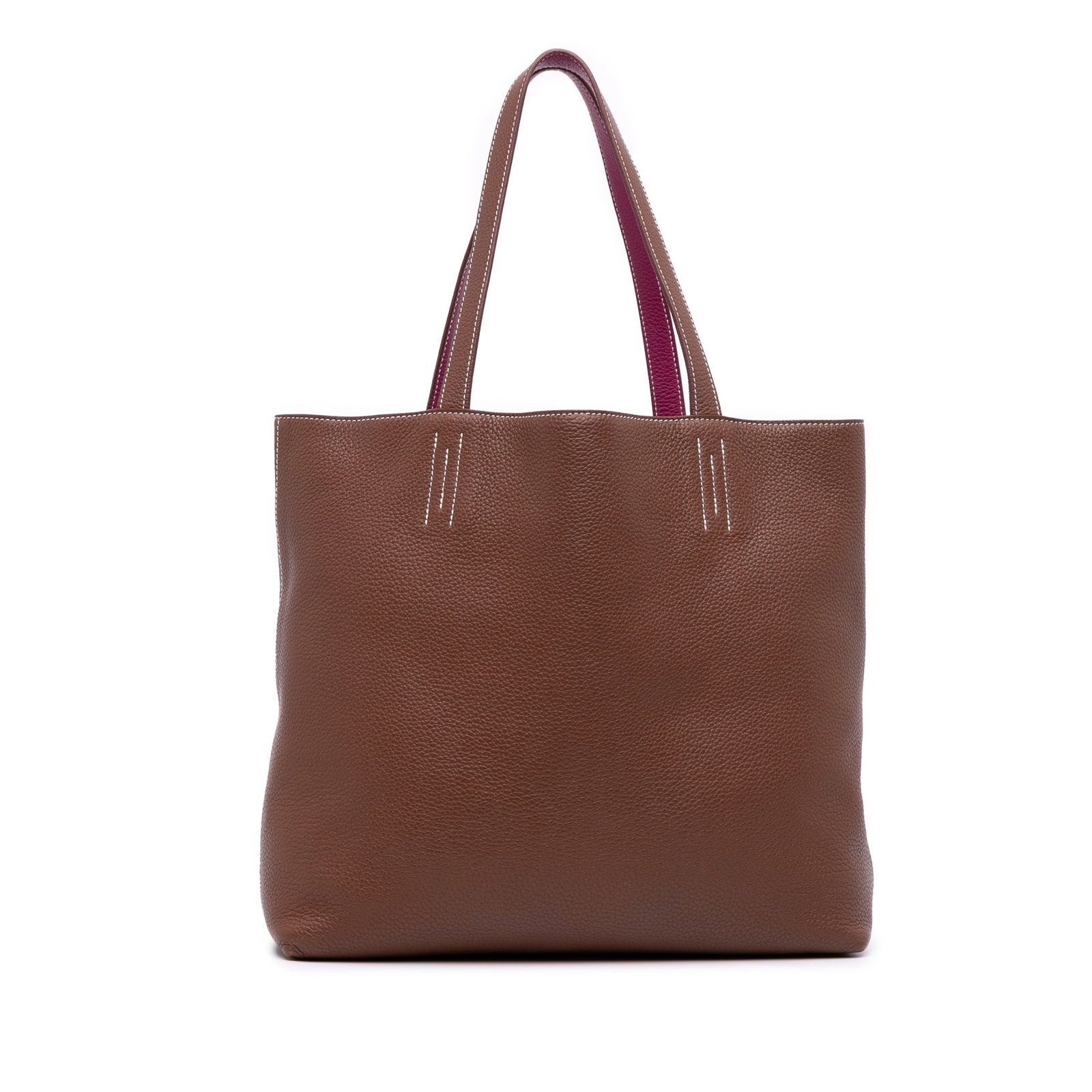 Hermes Clemence Double Sens 36 Reversible Leather Bag Marron Tosca: Hermes Clemence Double Sens 36 Reversible Leather Bag Marron Tosca The Hermes Clemence Double Sens 36 is a sophisticated reversible bag made from luxurious Clemence leather, showcasing a beautiful Mar