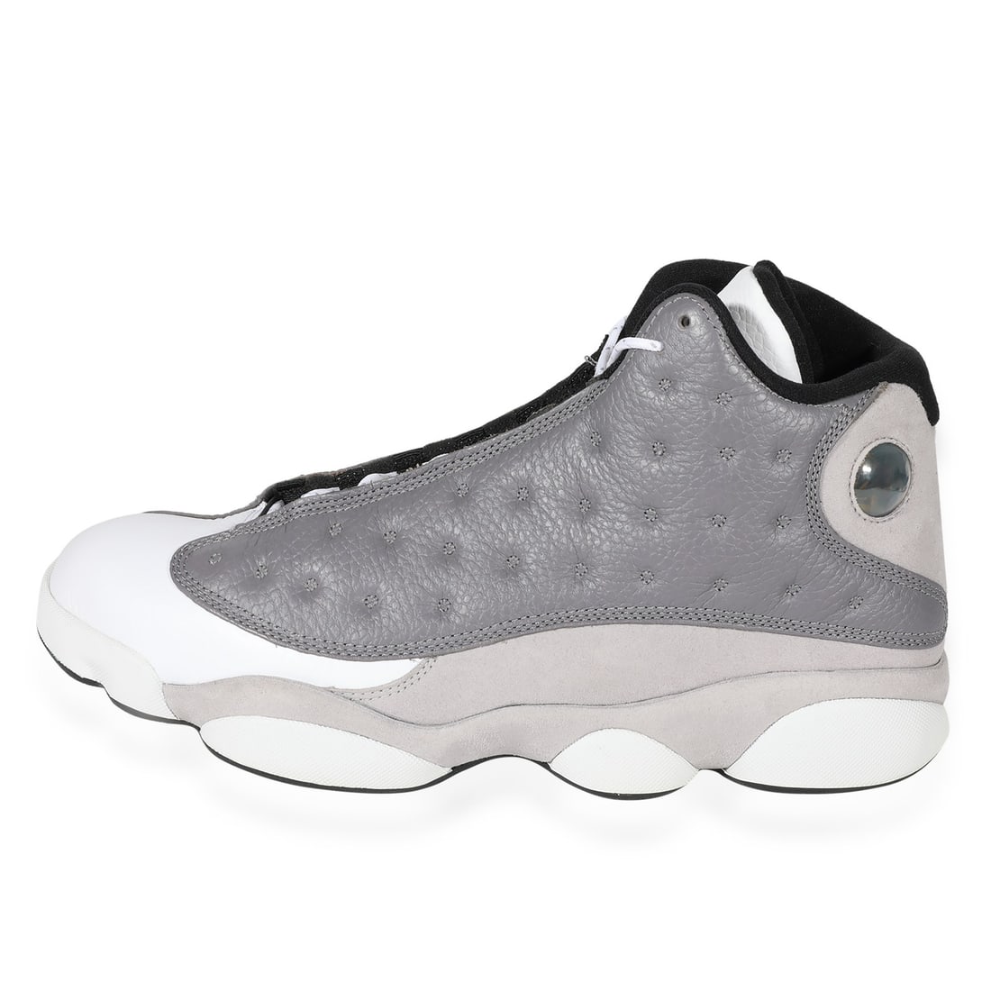 Air Jordan 13 Retro Atmosphere Grey Men's Basketball Sneakers: Air Jordan 13 Retro Atmosphere Grey Men's Basketball Sneakers Step onto the court in style with the Air Jordan 13 Retro 'Atmosphere Grey'. This classic basketball sneaker features a sleek combination