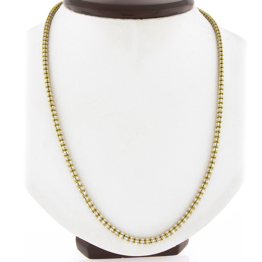 14K Two Tone Gold 24 Inch Diamond Cut Tube Chain Necklace (1 of 6)