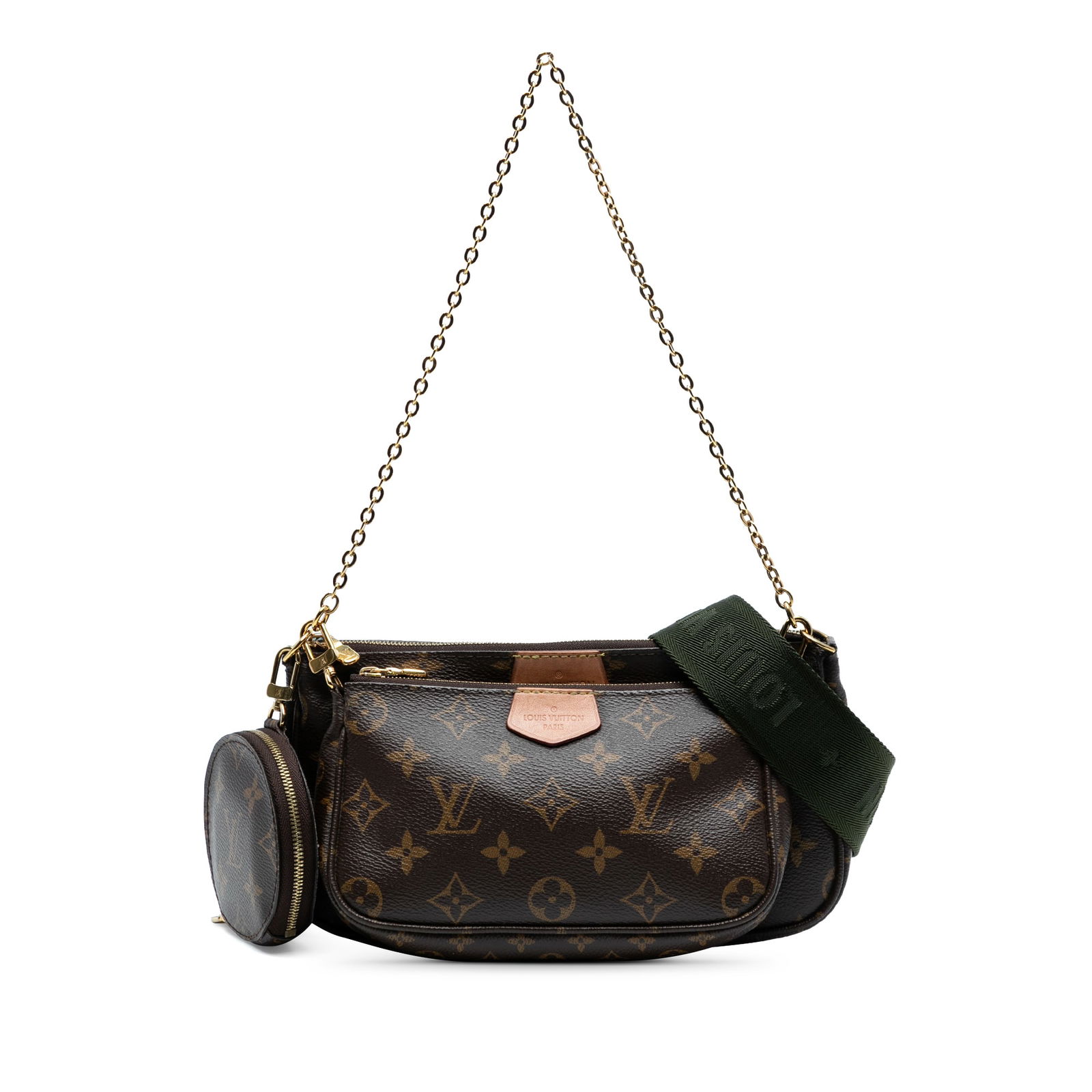 Louis Vuitton Monogram Multi Pochette Accessoires with Chain Strap: Louis Vuitton Monogram Multi Pochette Accessoires with Chain Strap The Louis Vuitton Monogram Multi Pochette Accessoires is a stylish and versatile bag crafted from durable monogram canvas. This bag f