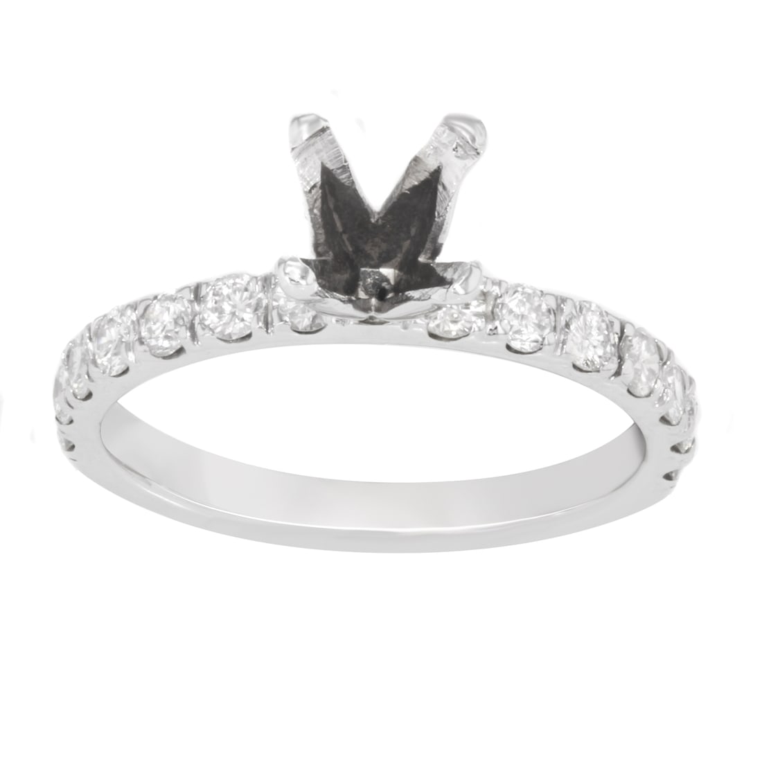 Rachel Koen 14K White Gold Engagement Ring Mounting with Diamonds 0.75 Cttw Size 7: Rachel Koen 14K White Gold Engagement Ring Mounting with Diamonds 0.75 Cttw Size 7 This stunning engagement ring mounting is crafted from 14K white gold and features a beautiful prong setting designed