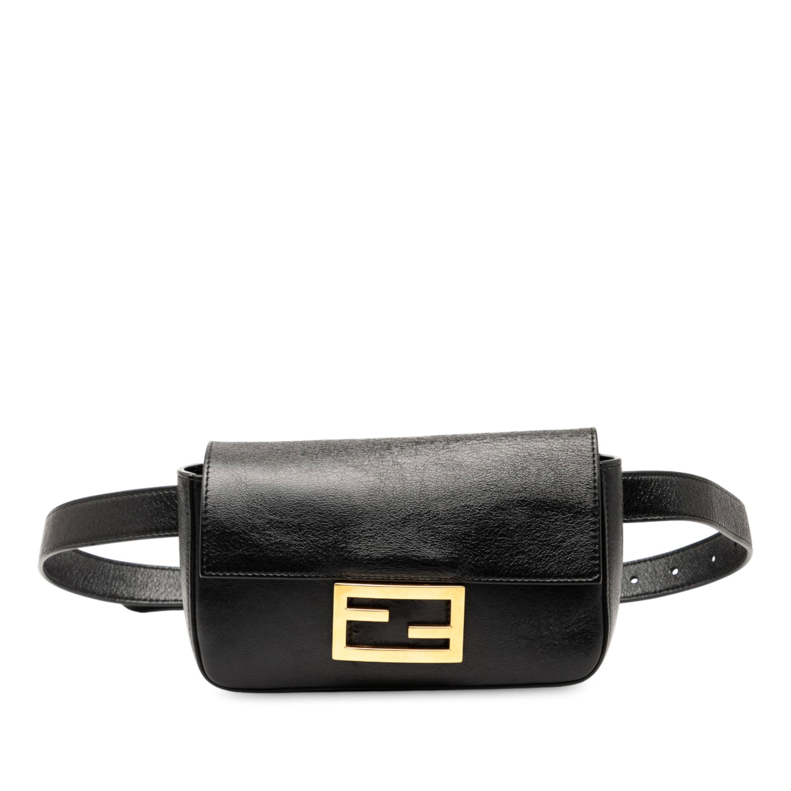 Fendi Leather FF Logo Baguette Belt Bag Black Italy: Fendi Leather FF Logo Baguette Belt Bag Black Italy This Fendi Leather FF Logo Baguette Belt Bag is a stylish and versatile accessory crafted from high-quality leather. It features an adjustable and d