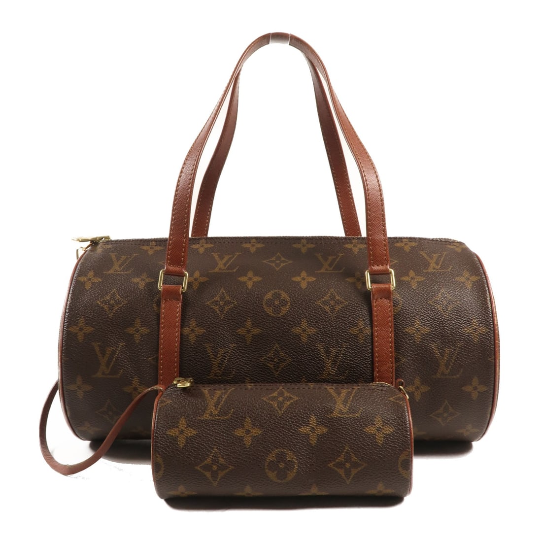LOUIS VUITTON Papillon 30 Monogram Handbag Brown GHW: LOUIS VUITTON Papillon 30 Monogram Handbag Brown GHW This LOUIS VUITTON Papillon 30 handbag showcases the iconic Monogram pattern in a rich brown hue. Crafted from durable PVC coated canvas, this styl