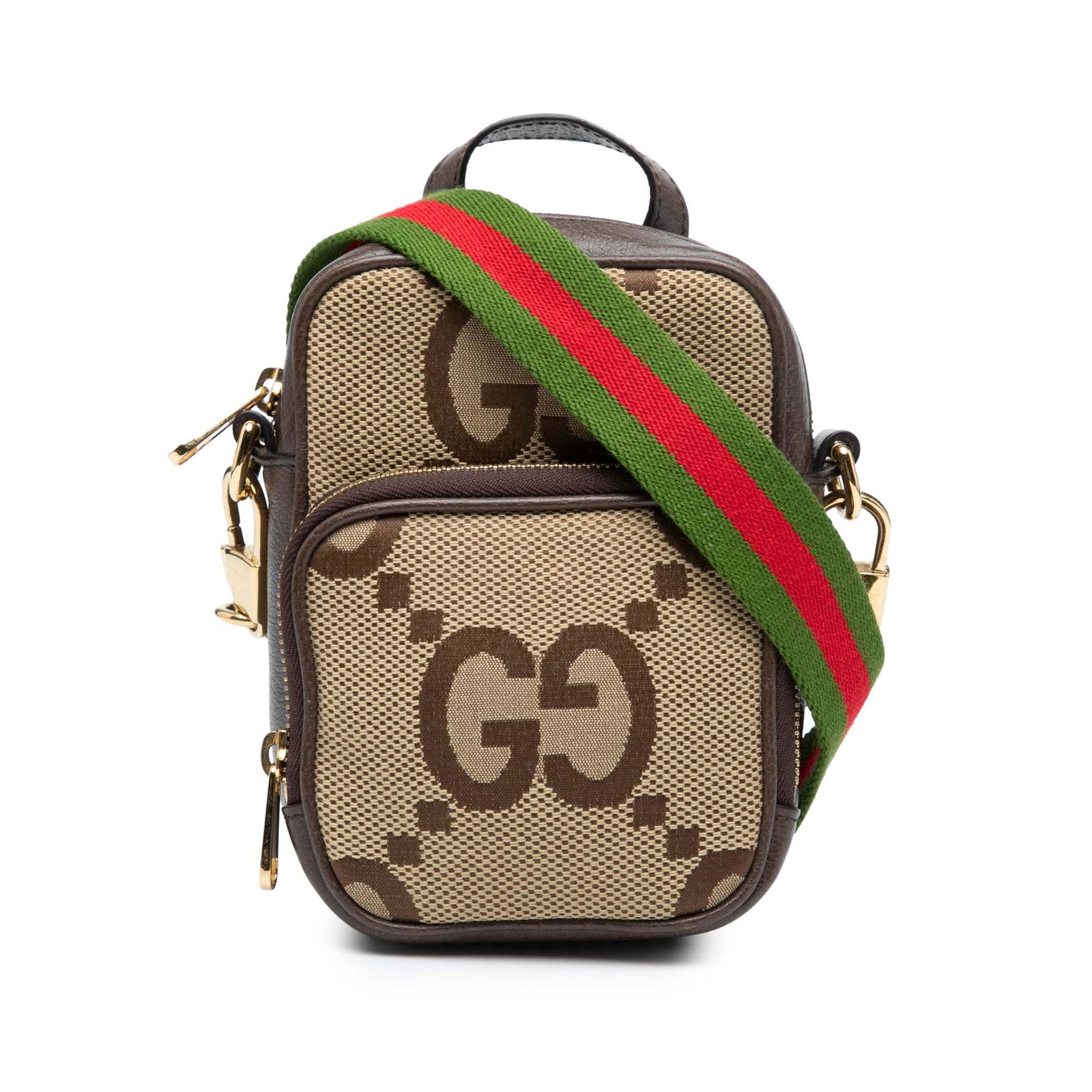 Gucci Micro Jumbo GG Canvas Top Handle Bag with Web Strap: Gucci Micro Jumbo GG Canvas Top Handle Bag with Web Strap This exquisite Gucci Micro Jumbo GG Canvas Web Top Handle Bag is a striking blend of style and functionality. Crafted with a durable canvas bo