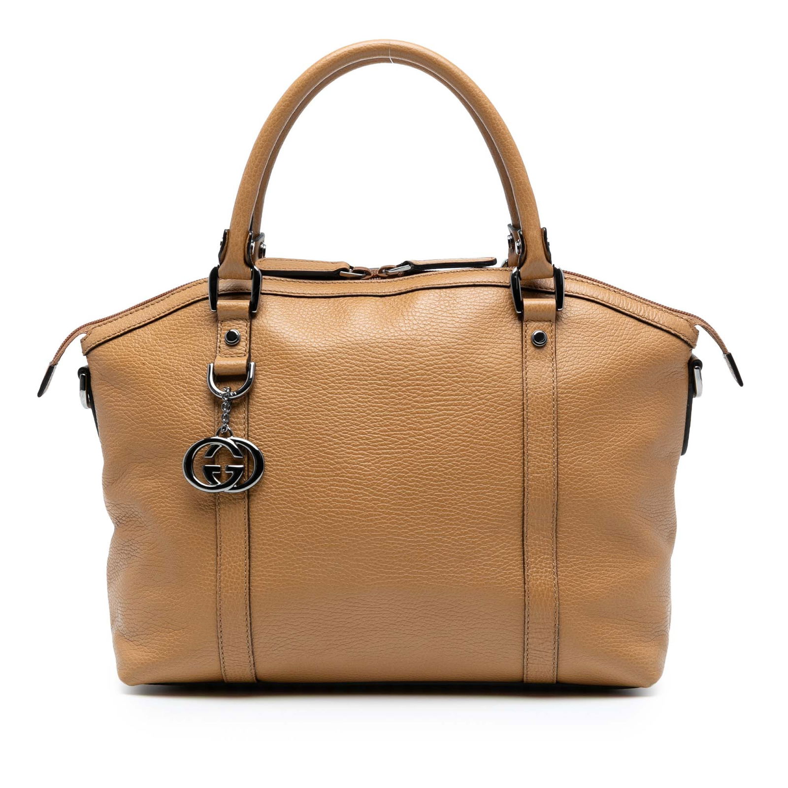 Gucci Leather GG Charm Dome Satchel Brown Italy: Gucci Leather GG Charm Dome Satchel Brown Italy This Gucci Leather GG Charm Dome Satchel is a stylish and functional accessory crafted from high-quality leather. It features a distinctive dome shape w