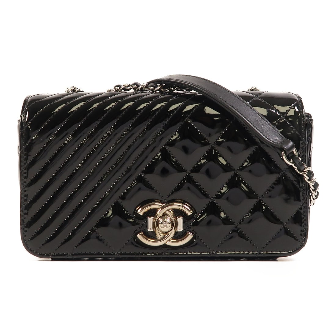 CHANEL Coco Boy Flap Shoulder Bag Black Patent Leather SHW (1 of 16)