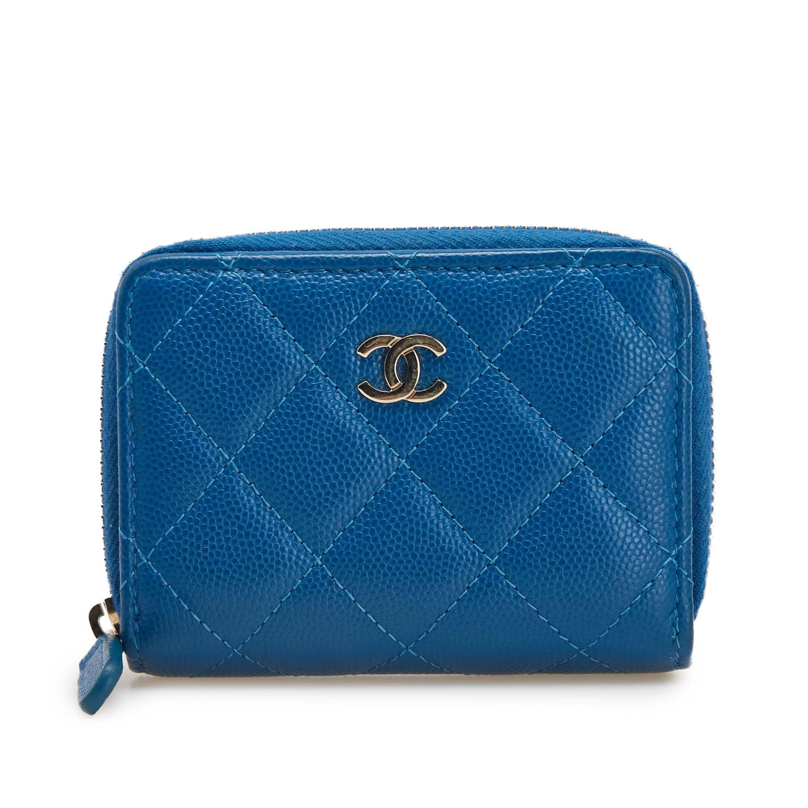 Chanel CC Quilted Caviar Blue Zip Coin Purse Italy (1 of 11)