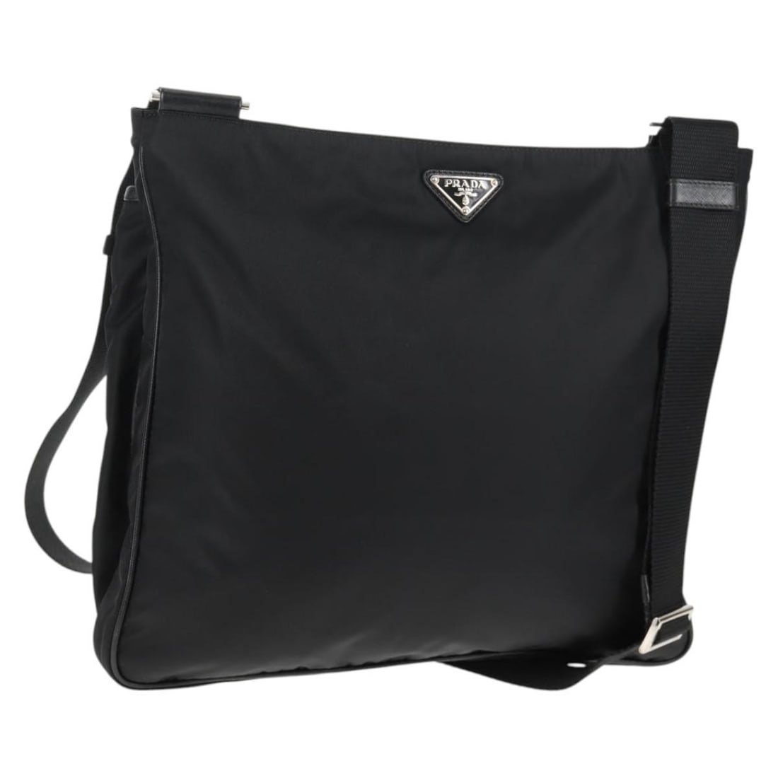 PRADA Black Nylon Shoulder Bag with Silver Accents Authentic 144435V (1 of 18)