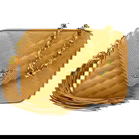 Chanel Mini Beige Caviar Leather Chevron Camera Bag with Fringe: Chanel Mini Beige Caviar Leather Chevron Camera Bag with Fringe The Chanel Beige Calfskin Chevron Camera Bag Mini is an elegant accessory ideal for casual occasions. Crafted from durable caviar skin l