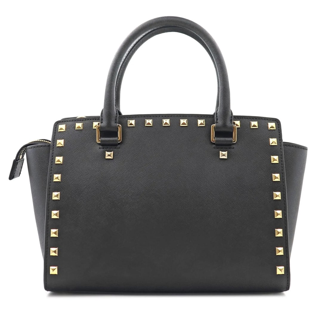 Michael Kors Selma Satchel 30T3GSMS2L-001 Black Studded Leather Handbag - 2