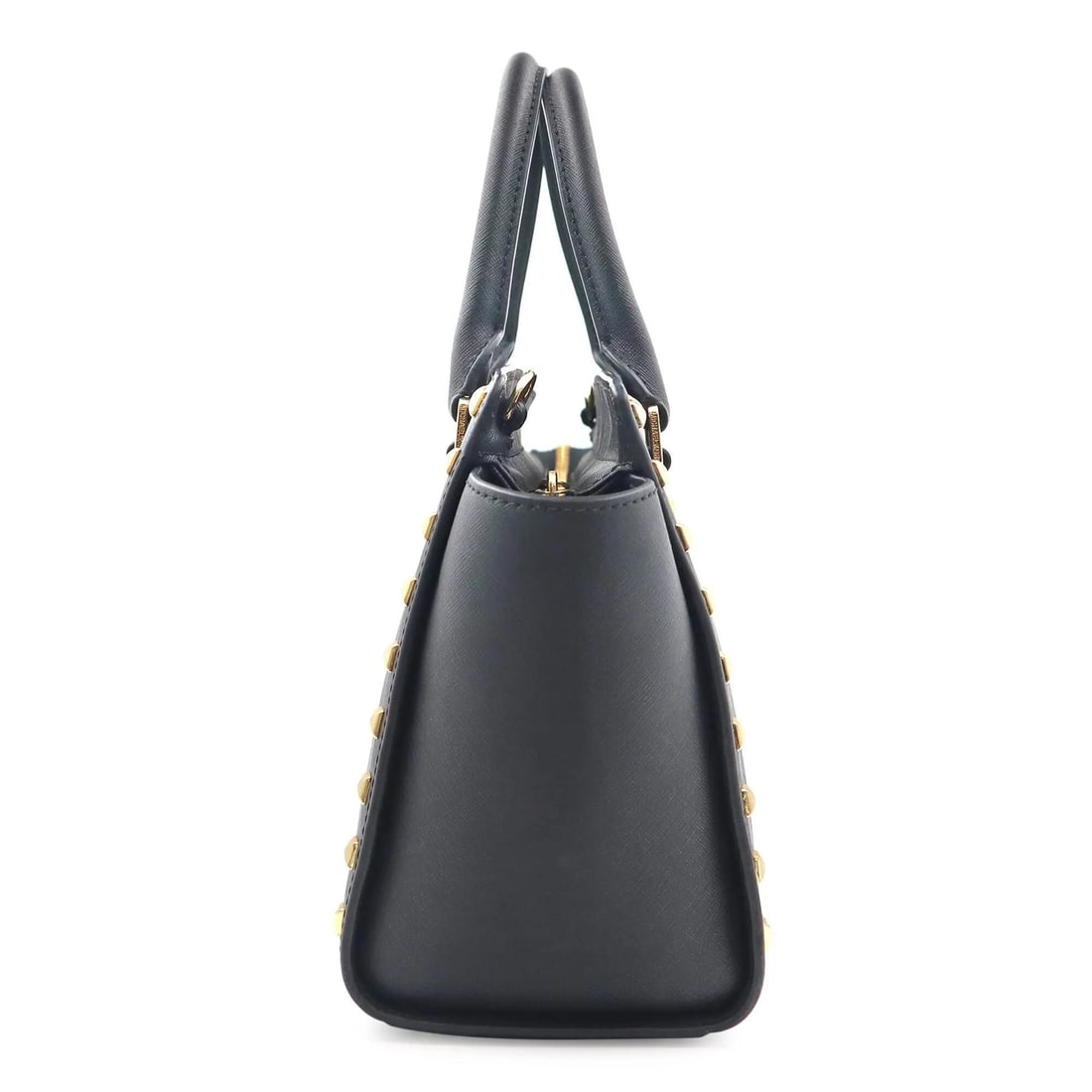 Michael Kors Selma Satchel 30T3GSMS2L-001 Black Studded Leather Handbag - 6