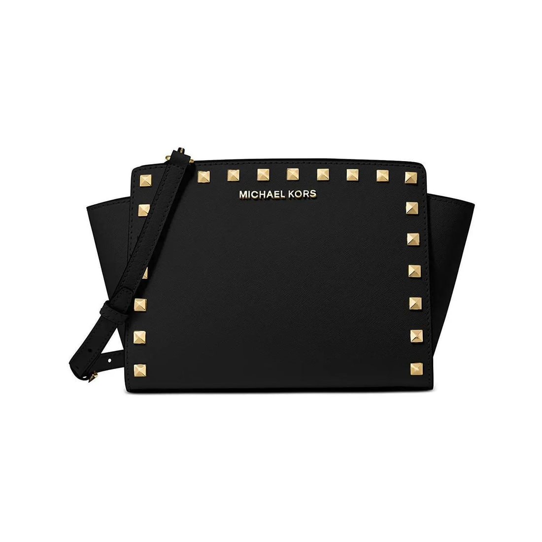 Michael Kors Selma Satchel 30T3GSMS2L-001 Black Studded Leather Handbag - 8