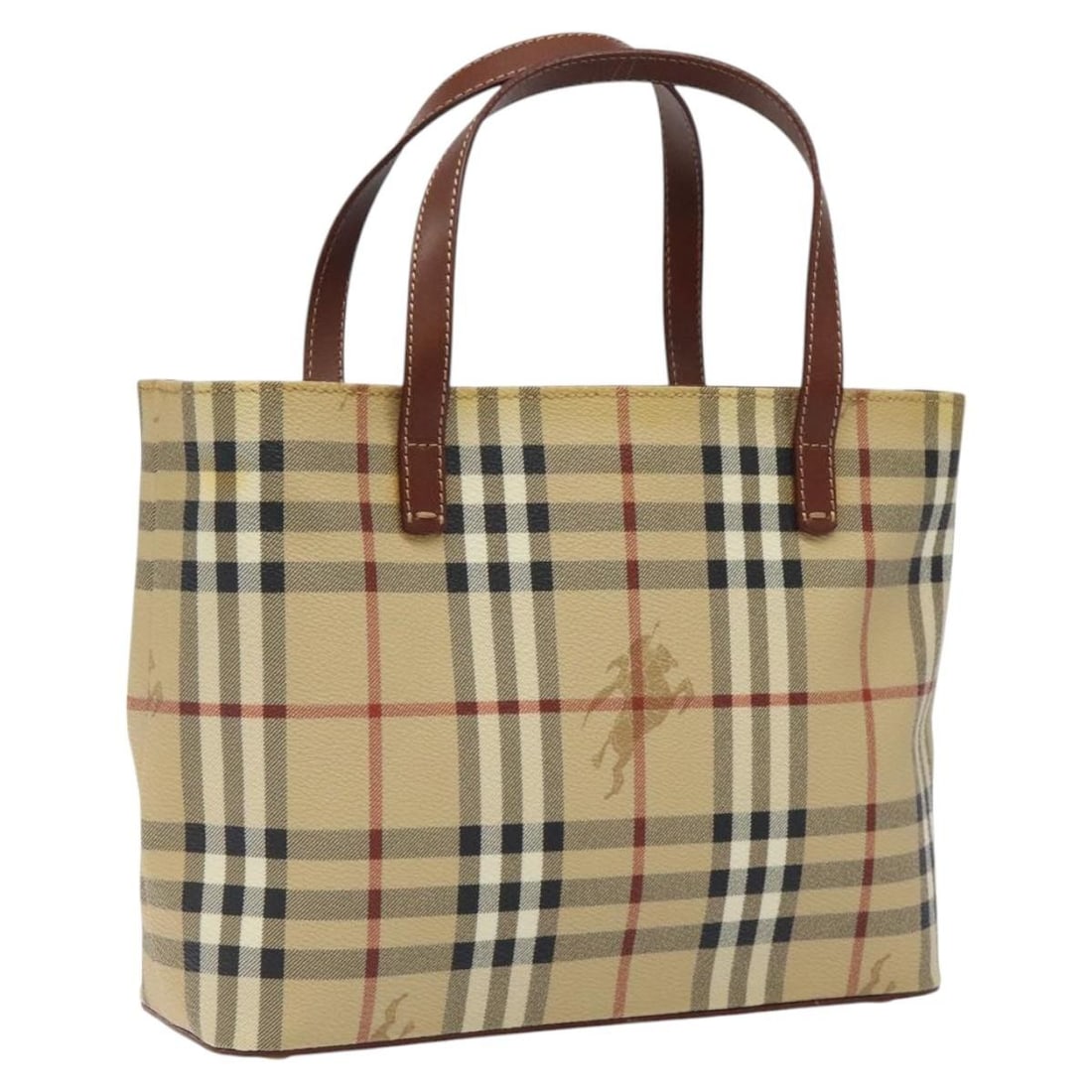 BURBERRY Nova Check Hand Bag Beige PVC Leather Made in Italy (1 of 18)