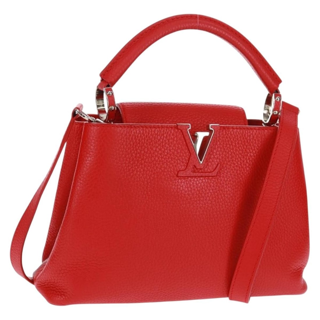 LOUIS VUITTON Capisine PM Hand Bag Red Leather M42237 Auth: LOUIS VUITTON Capisine PM Hand Bag Red Leather M42237 Auth This exquisite LOUIS VUITTON Capisine PM Hand Bag is crafted from premium red leather, showcasing the brand's commitment to quality and luxur