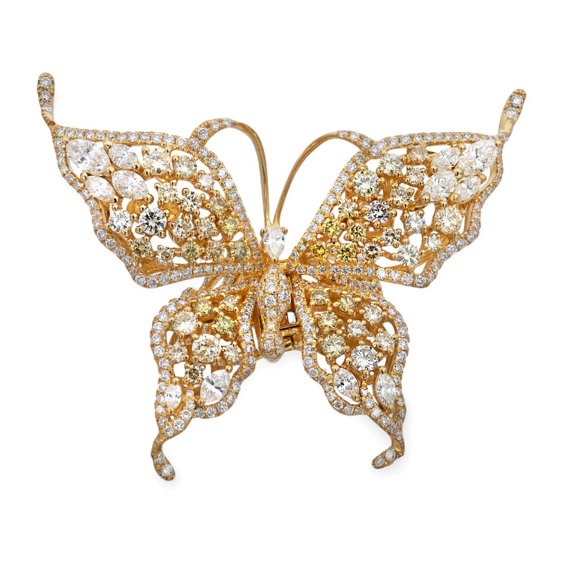 Rachel Koen 18K Yellow Gold Diamond Butterfly Cocktail Ring 4.69Ct (1 of 6)