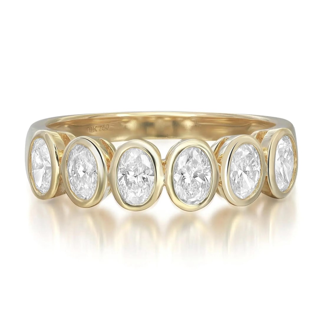 Rachel Koen 0.86ct Oval Cut Diamond Eternity Band Ring 18K Yellow Gold: Rachel Koen 0.86ct Oval Cut Diamond Eternity Band Ring 18K Yellow Gold Celebrate everlasting love with this enchanting eternity band ring, expertly crafted in high-polished 18K yellow gold. This ring