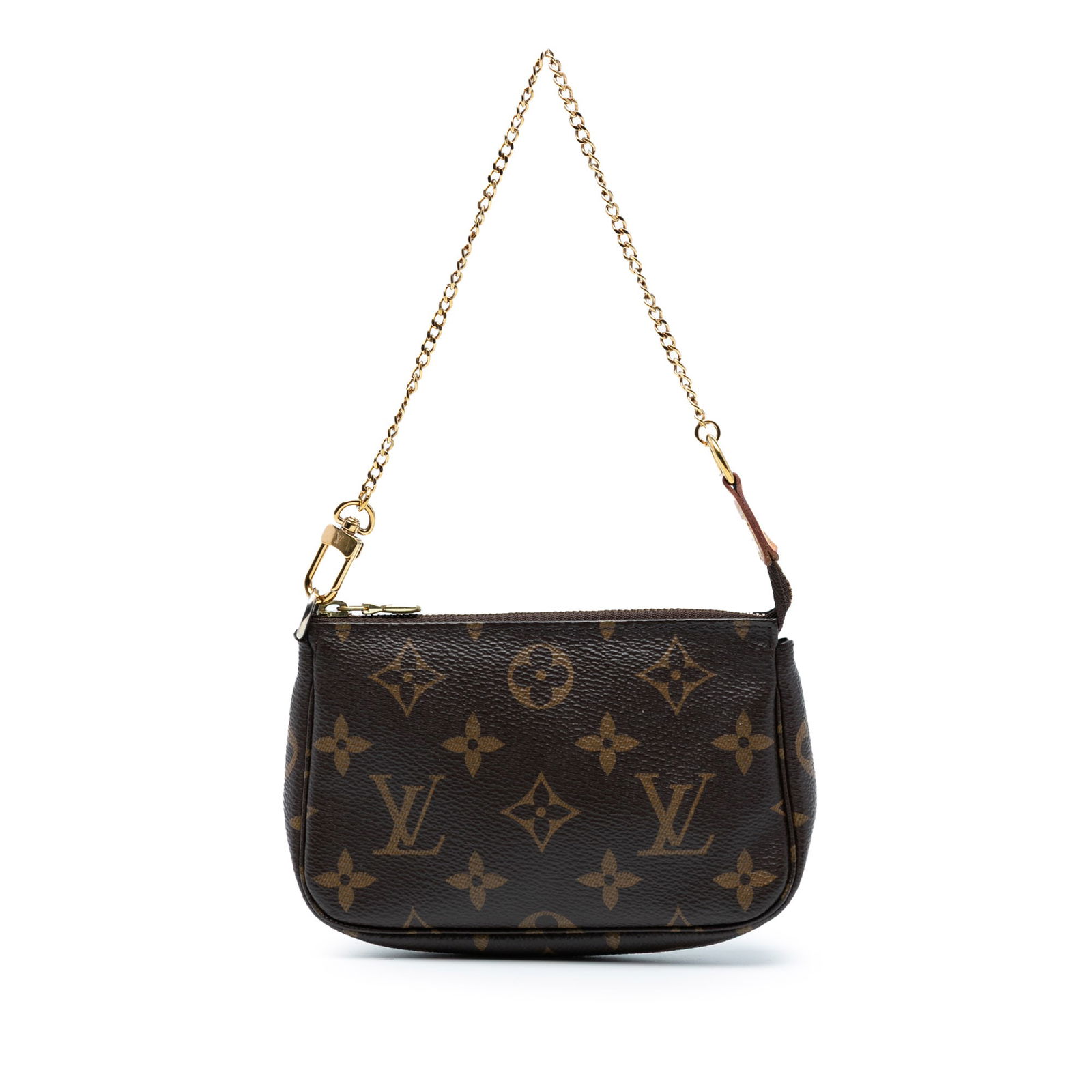Louis Vuitton Monogram Mini Pochette Chain Handle Bag: Louis Vuitton Monogram Mini Pochette Chain Handle Bag This Louis Vuitton Monogram Mini Pochette Accessoires is a stylish and practical accessory made from durable monogram canvas. It features a chain