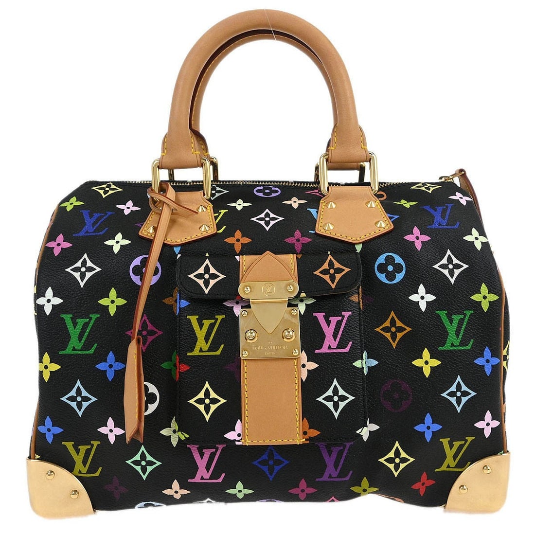 Louis Vuitton Black Monogram Multicolor Speedy 30 Handbag M92642 (1 of 10)