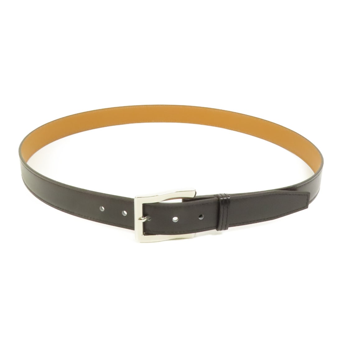 HERMES Black Leather Belt with PHW 95cm (1 of 8)
