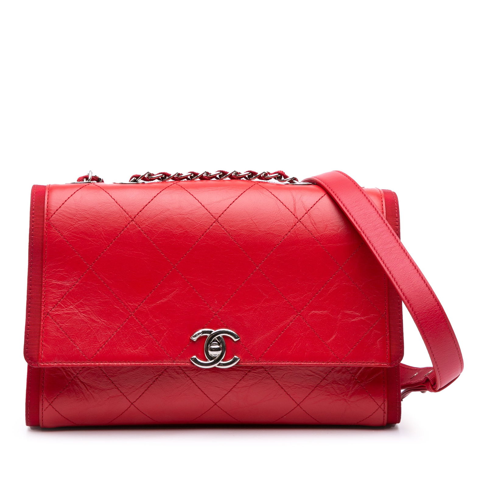 Chanel CC Quilted Red Calfskin Flap Shoulder Bag (1 of 9)