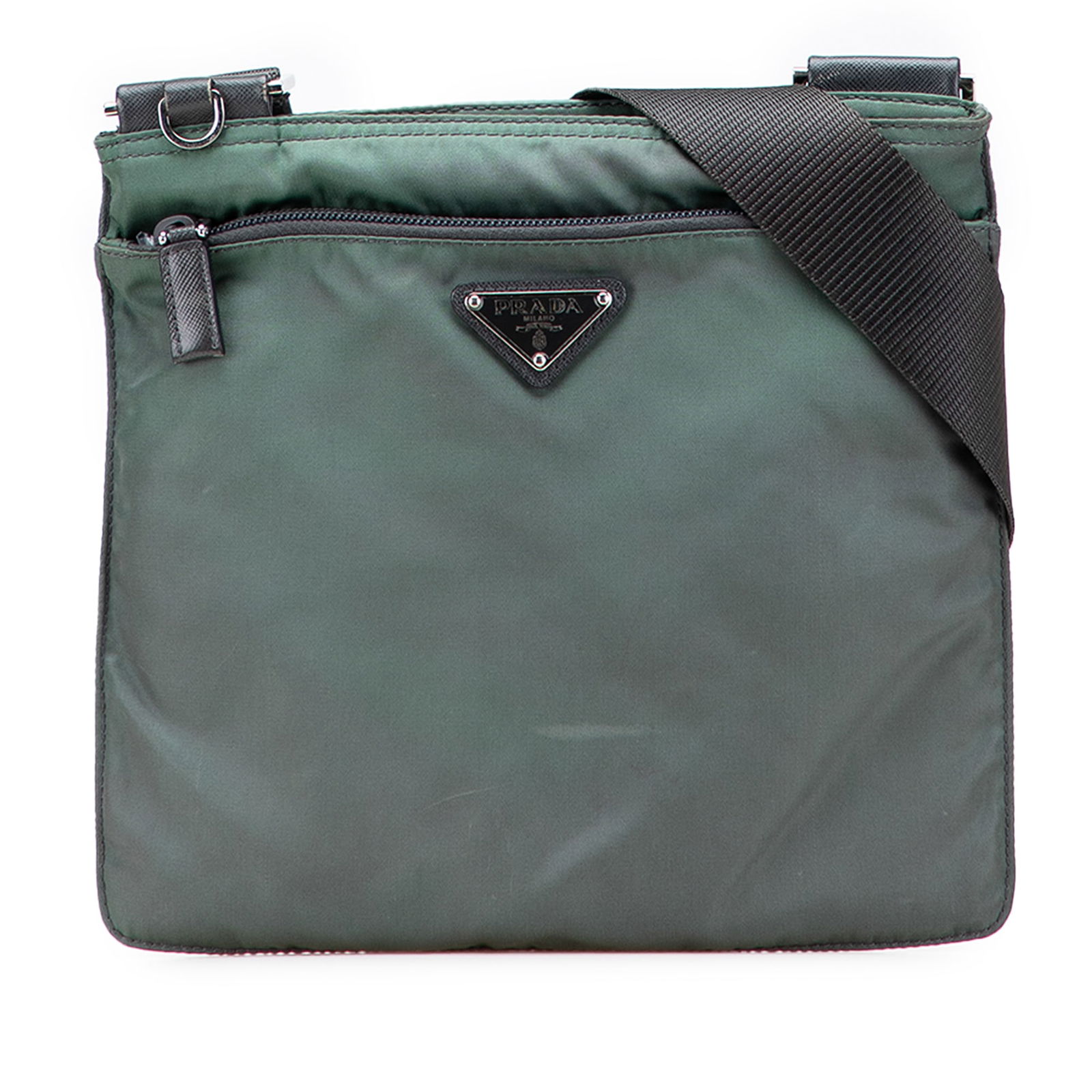 Prada Tessuto Zip Top Crossbody Bag Green Nylon Italy (1 of 10)