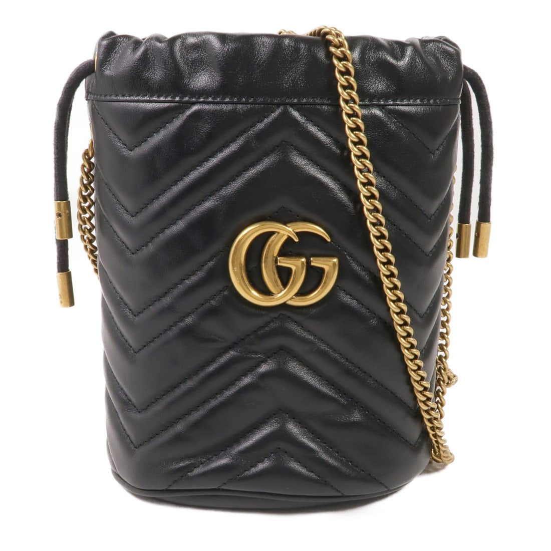 GUCCI GG Marmont Mini Bucket Shoulder Bag Black Leather GHW (1 of 14)