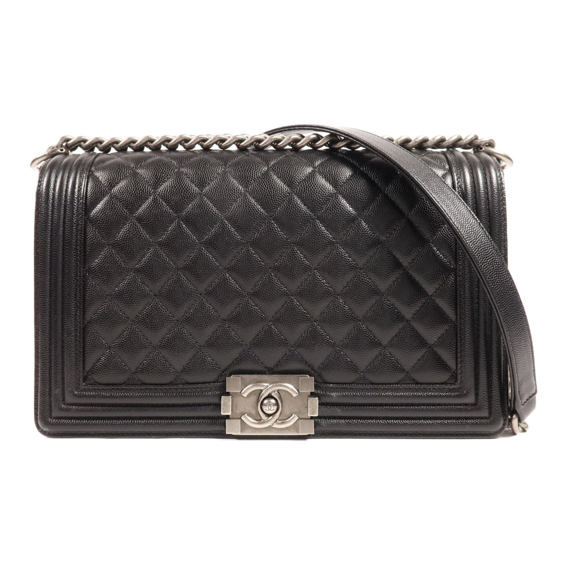 CHANEL Boy 28 Shoulder Bag Black Calfskin Leather SHW (1 of 14)